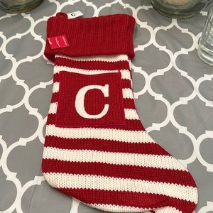 Knit Striped Monogram Christmas Stocking M